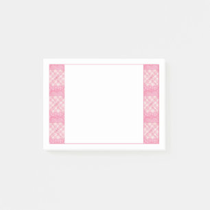 Post-it® PINK HEART QUILT 4x3 Post It Notepad