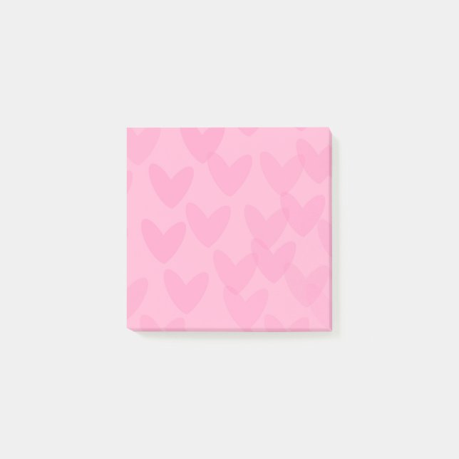Post-it® Pink Hearts Sticky (Post it) Notes (Devant)
