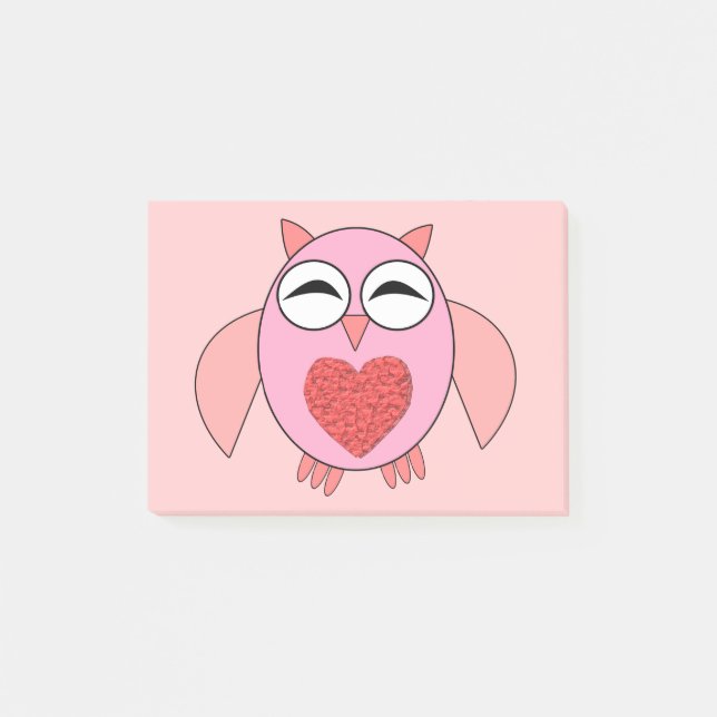 Post-it® Pink Love Heart Owt Post il note Pad (Devant)