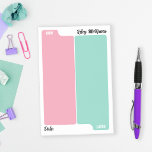 Post-it® Pink Mint Maintenant & Plus Tard Pour Effectuer La<br><div class="desc">Pavé de notes de planification quotidienne avec deux catégories - maintenant et plus tard - en rose et vert menthe personnalisé avec votre nom et la chambre à écrire date à la main.</div>