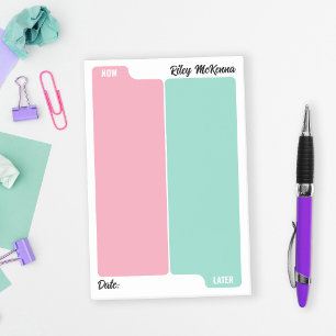 Post-it® Pink Mint Maintenant & Plus Tard Pour Effectuer La