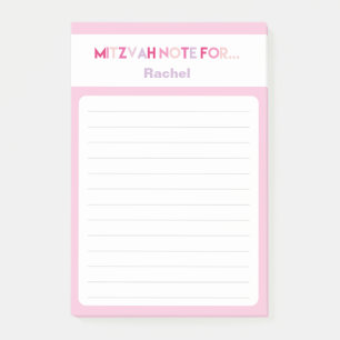 Post-it® Pink Mitzvah Note : 4 x 6 Sticky Pad