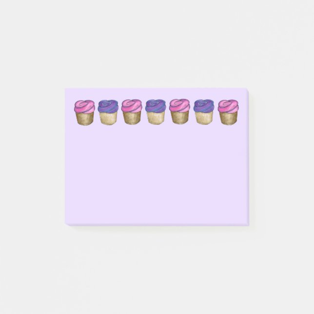 Post-it® Pink Purple Cupcake Cupcake Fooke Post Son (Devant)