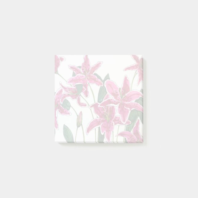 Post-it® Pink Stargazer Lily Floral Pattern Sticky Notes (Devant)