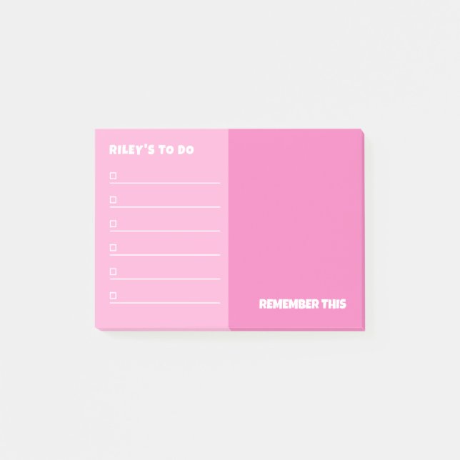Post-it® Pink to Do & Remember Notes (Devant)