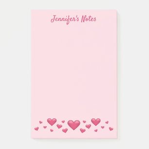 Post-it® Pink Valentine's Day Hearts & Custom Text