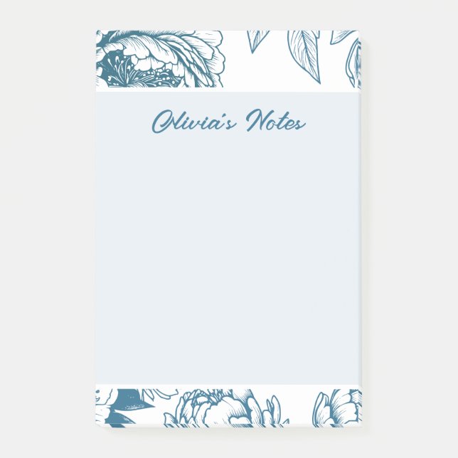 Post-it® Pivoine Bleue Florale (Devant)