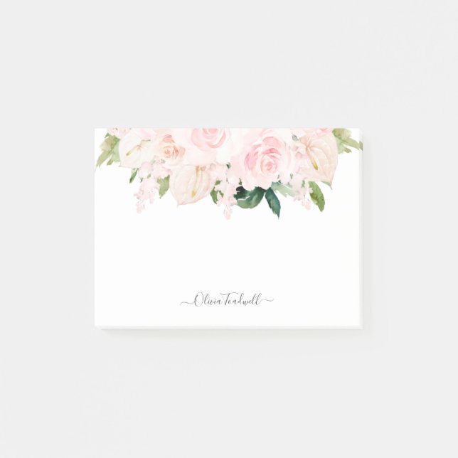 Post-it® PixDezines H2 Blush Anthuriums Rose pivoines (Devant)