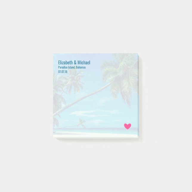 Post-it® Plage de sable blanc avec Mariage de palmiers trop (Devant)
