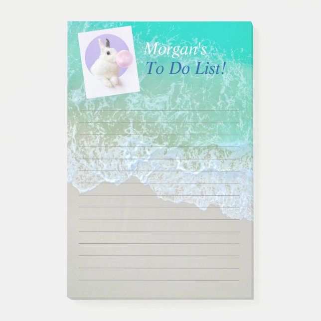 Post-it® Plage, Lapin, Message de nom DIY Photo, Lignes rég (Devant)