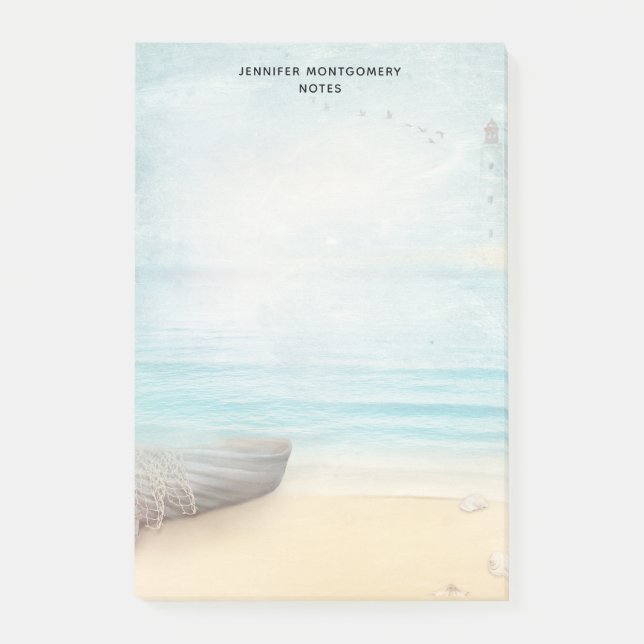 Post-it® Plage nautique avec Rowboat & Fishing Net (Devant)