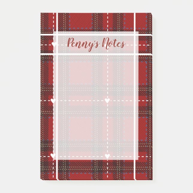 Post-it® Plaid Cœur Rouge (Devant)