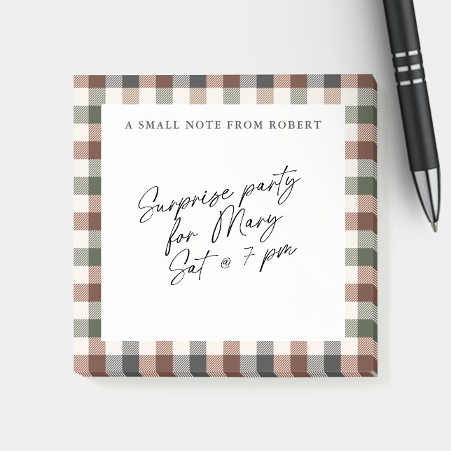 Post-it® Plaid Rustic Earth Tones Small Sticky Notepad  (Créateur téléchargé)