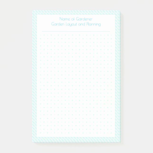 Post-it® Plan de disposition du jardin Pastel Blue Dot Grid (Devant)