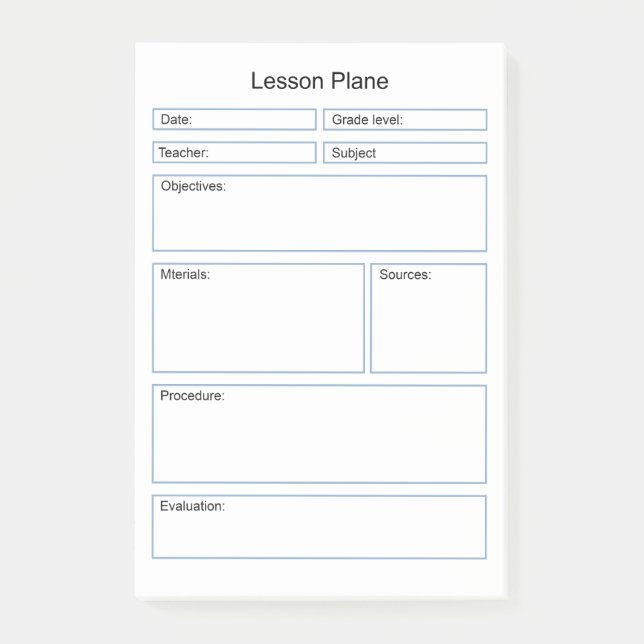 Post-it® plan de leçon simple pour les enseignants (Devant)