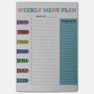 Post-it® Plan hebdomadaire de menu