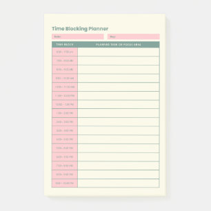 Post-it® Planificateur à blocs de temps minimalistes, dispo