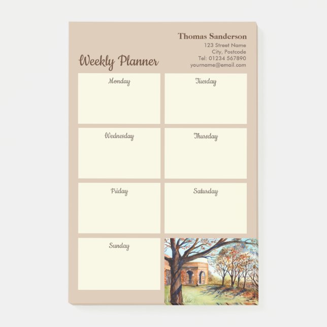 Post-it® Planificateur hebdomadaire Valley Garden Harrogate (Devant)