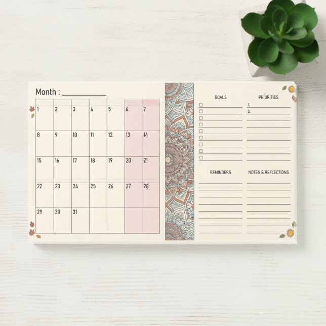 Post-it® Planificateur mensuel Boho Mandala (Bureau)