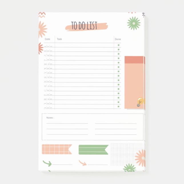 Post-it® Planificateur quotidien - Couleurs pastel douces | (Devant)