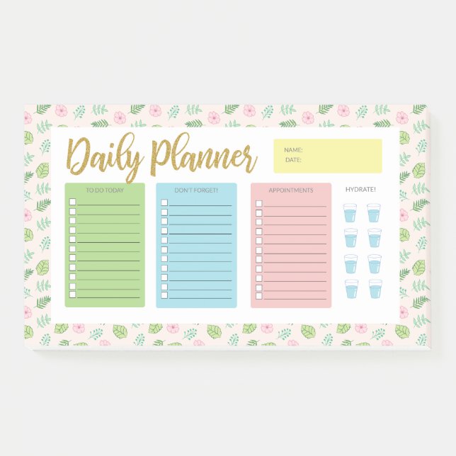 Post-it® Planificateur quotidien floral (Devant)