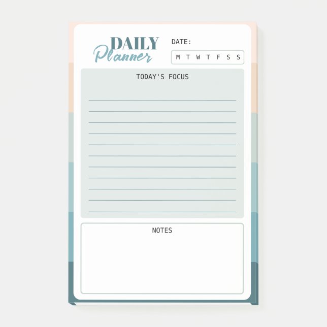 Post-it® Planificateur quotidien mini Coastal Stripes (Devant)
