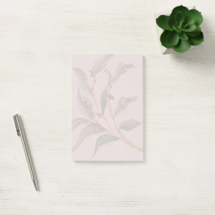 Post-it® Plante d'aquarelle simple rose arrière - plan mou