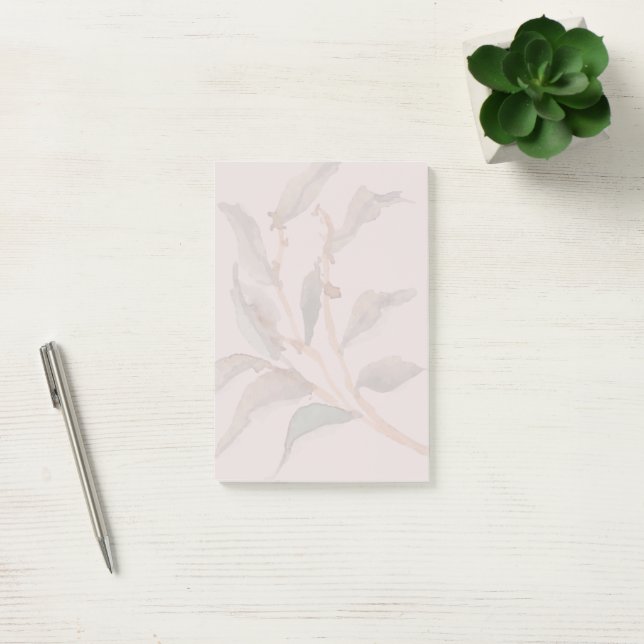Post-it® Plante d'aquarelle simple rose arrière - plan mou (Bureau)