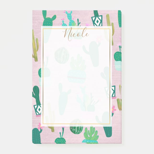 Post-it® Plantes de cactus cactées sud-ouest rustique rose (Devant)