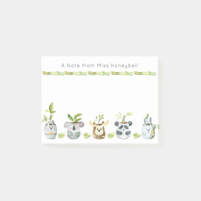 Post-it® Plantes de pot d'animaux mignons Note personnalisé (Devant)