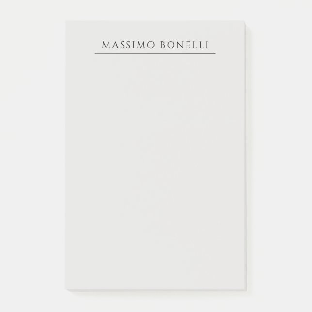 Post-it® Platinum Grey Minimalist Plain Modern Own Name (Devant)
