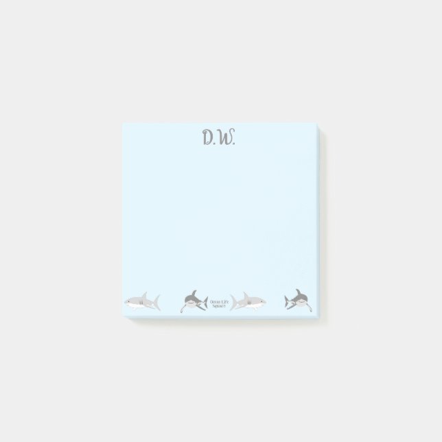 Post-it® Playy Ocean Sharks Blue Design (Devant)
