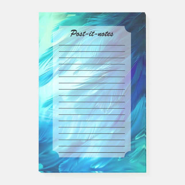 Post-it® Plume Abstrait Bleu Vert (Devant)