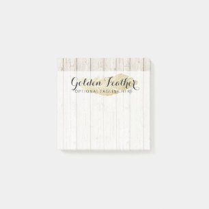Post-it® Plume de Bohème d'or sur les conseils en bois