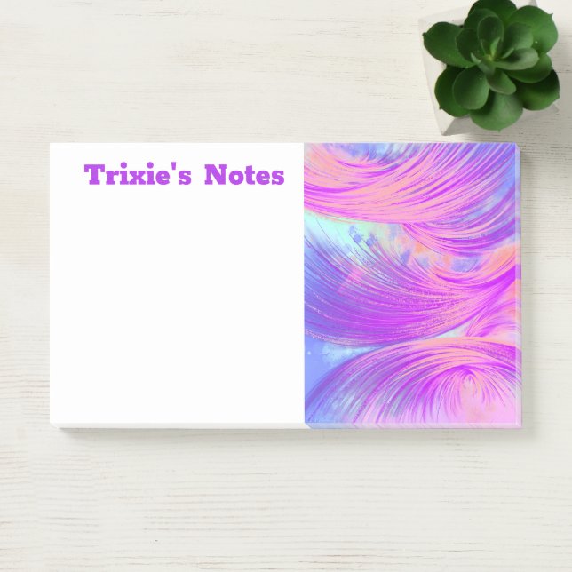 Post-it® Plumes Abstraites violettes élégantes (Bureau)