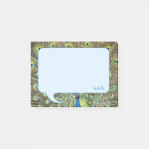 Post-it® Plumes de paon & calligraphie sur bleu clair