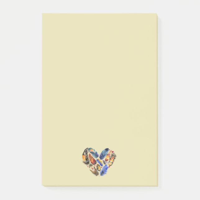 Post-it® Plumes en forme de coeur Aquarelle Design (Devant)