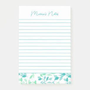 Post-it® Plutôt Turquoise Vert Floral Moderne Personnalisé