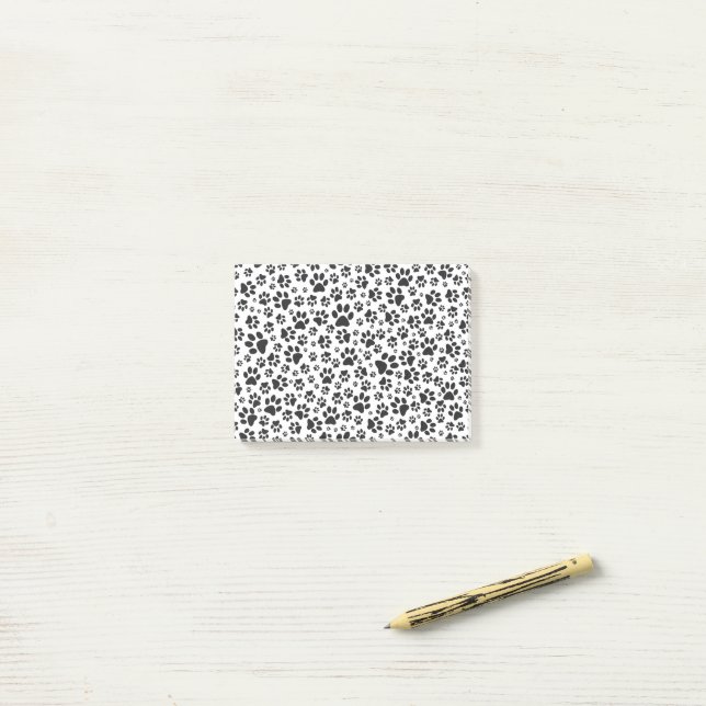 Post-it® Poches de chien noir et blanc Poka Dot (Sur un bureau)