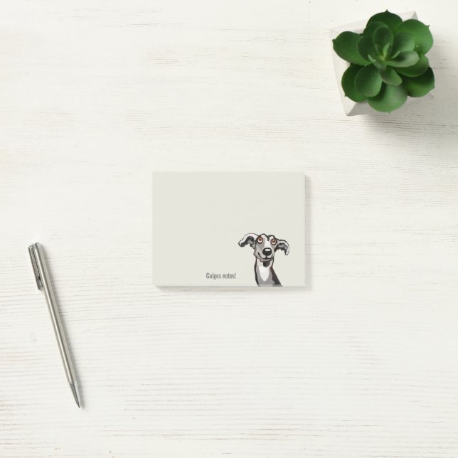 Post-it® Podenco et Galgo en noir et blanc et gris (Bureau)