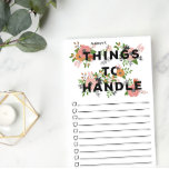 Post-it® Poignées florales roses à manipuler - Nom de la ca<br><div class="desc">Floral pour faire bloc-notes avec de belles compositions florales sur les CHOSES À MANGER. La liste de post-it' to do comporte des cases à cocher permettant de voir facilement quelles tâches ou tâches vous avez effectuées. Customisez en ajoutant votre nom.</div>