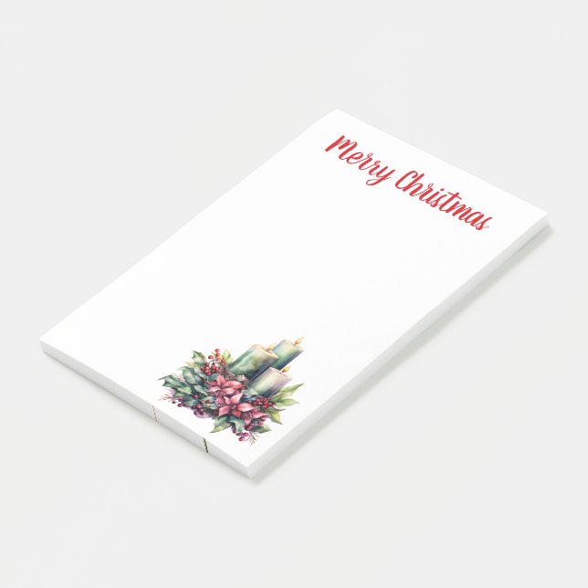 Post-it® Poinsettias et bougies Noël (Incliné)
