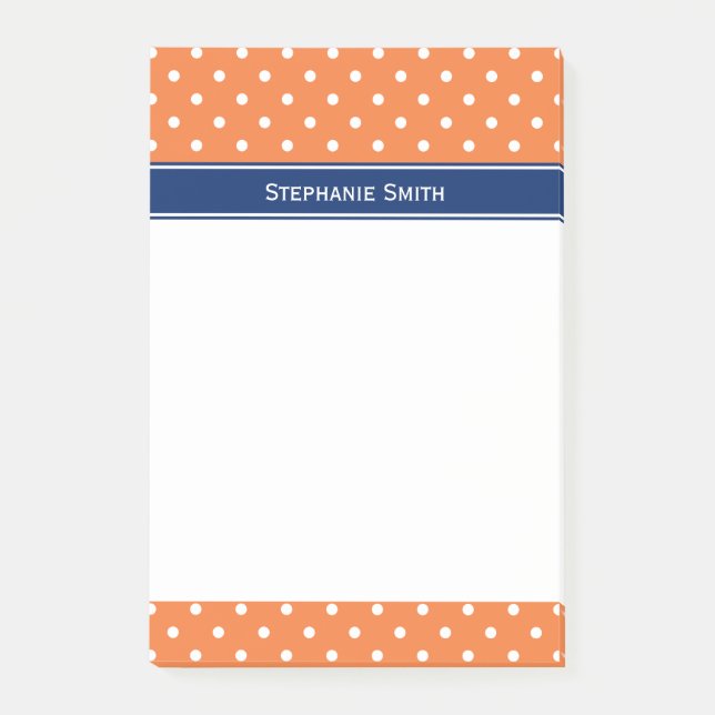 Post-it® Pointe Polka blanche orange avec Bleu Royal (Devant)