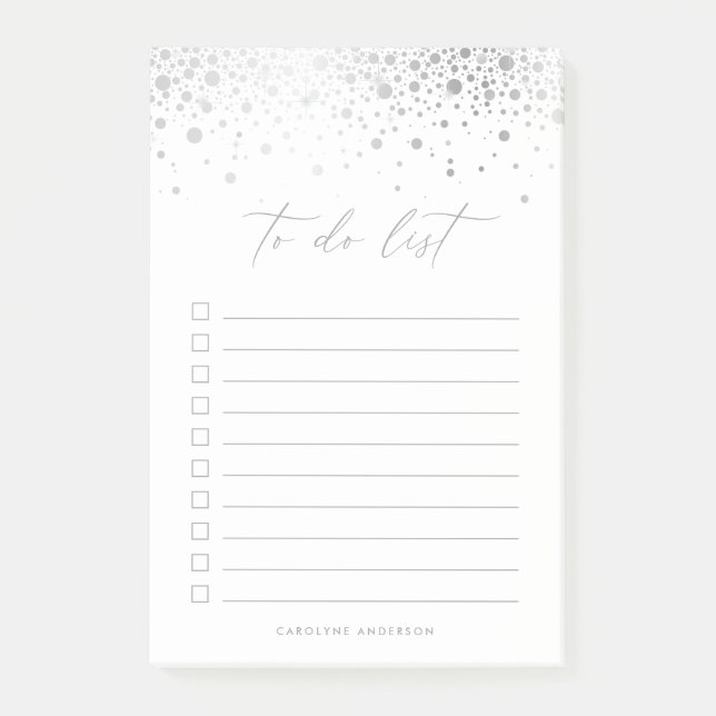 Post-it® Points Confetti Faux Argent Chic Personnalisés (Devant)