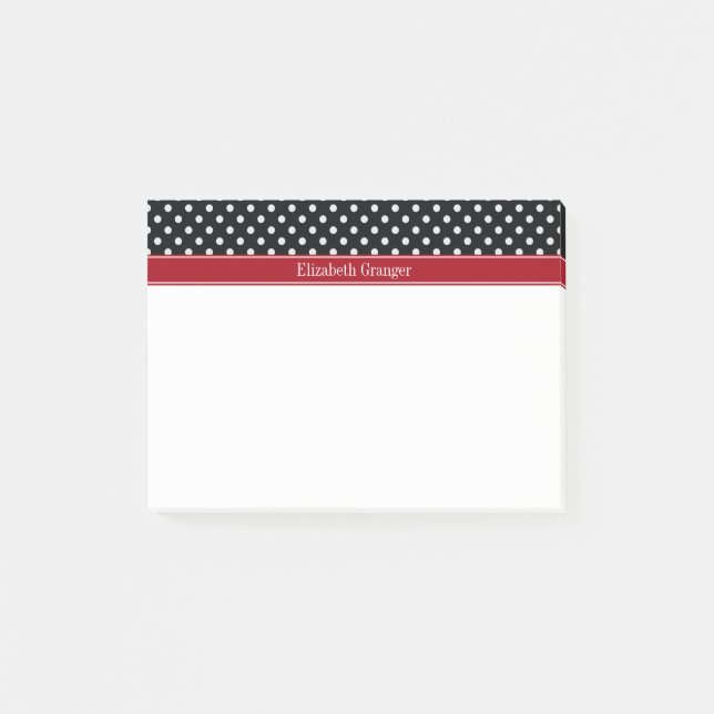 Post-it® Points noirs et blancs Monogramme de prénom Cranbe (Devant)