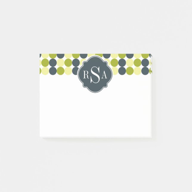 Post-it® Points verts et monogramme bleu (Devant)
