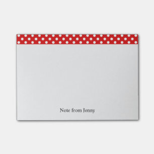 Post-it® Pois blanc sur le texte fait sur commande rouge