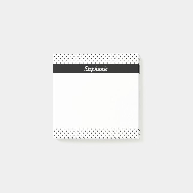 Post-it® Pois noirs et blancs personnalisés (Devant)