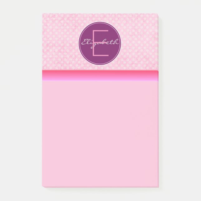 Post-it® Pois rose monogramme (Devant)