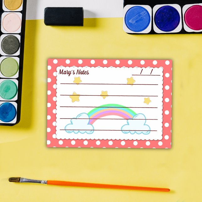 Post-it® Pois rouges, étoiles mignonnes et arcs-en-ciel 4"  (Créateur téléchargé)